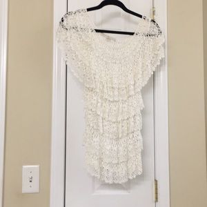 cream color tiered lace top; size s/m to large